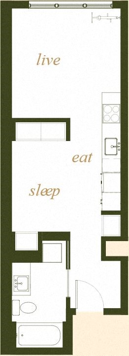 Floor plan for studio, 1 bath, 459 sqft